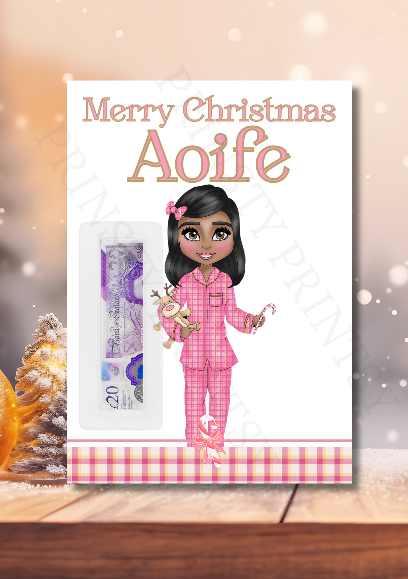 Pink Pj's Christmas Dolly Money Card