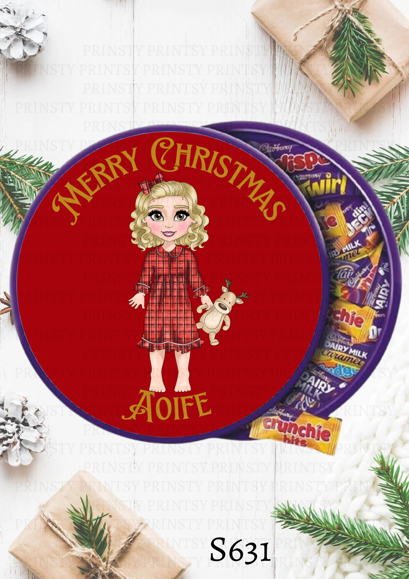 Christmas Dolly Chocolate Tub Sticker