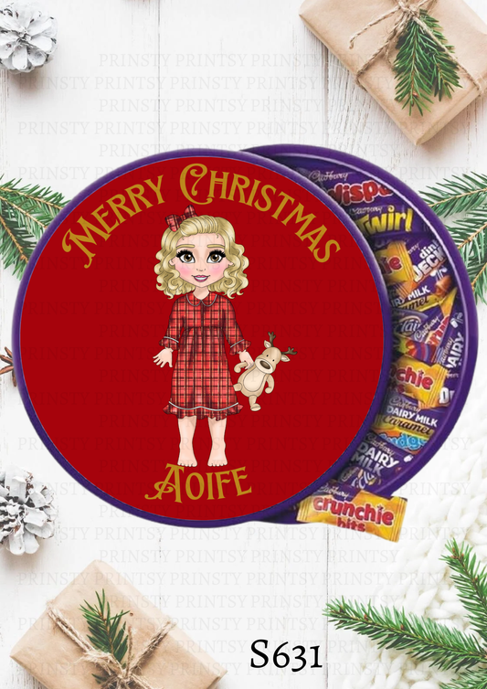 Christmas Dolly Chocolate Tub Sticker