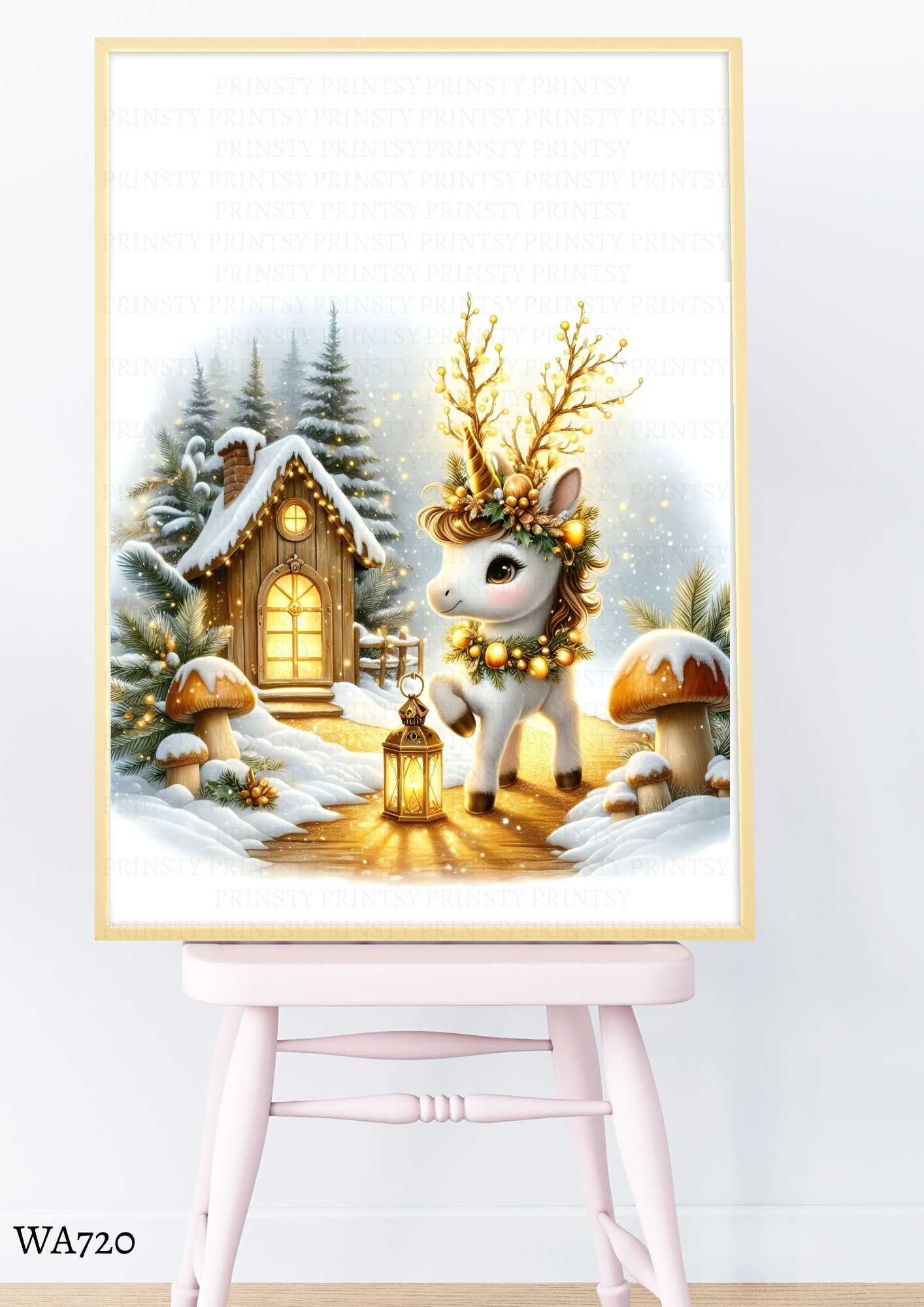 Christmas Unicorn Wall Art