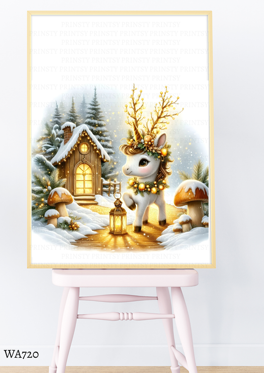 Christmas Unicorn Wall Art