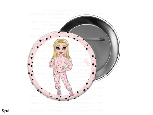 Pink Heart Graffiti Dolly BowBitz/Badges