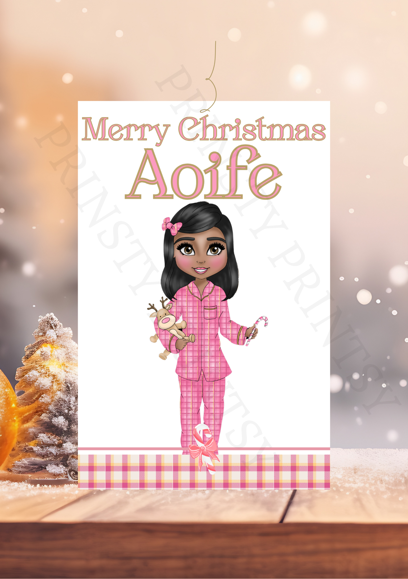 Pink Pj's Christmas Dolly Gift Label