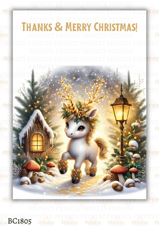 Christmas Unicorn Bow Card