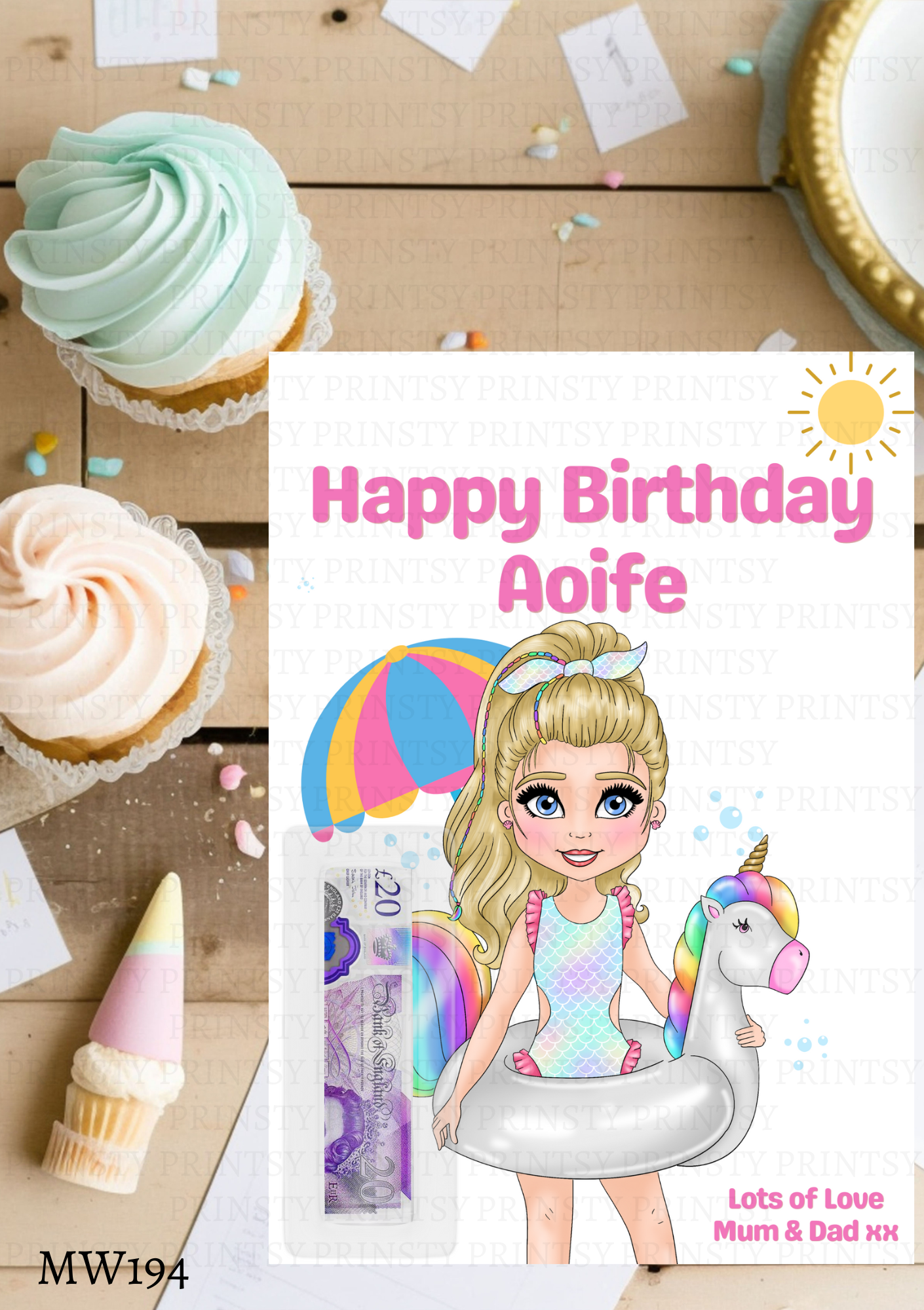 Pool Party Dolly Money Card