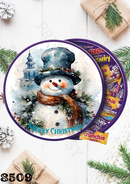 Christmas Snowman Chocolate Tub Sticker