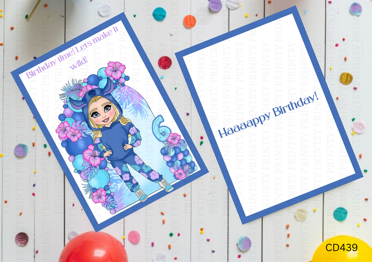 Blue Hawaiian Dolly Celebration Card
