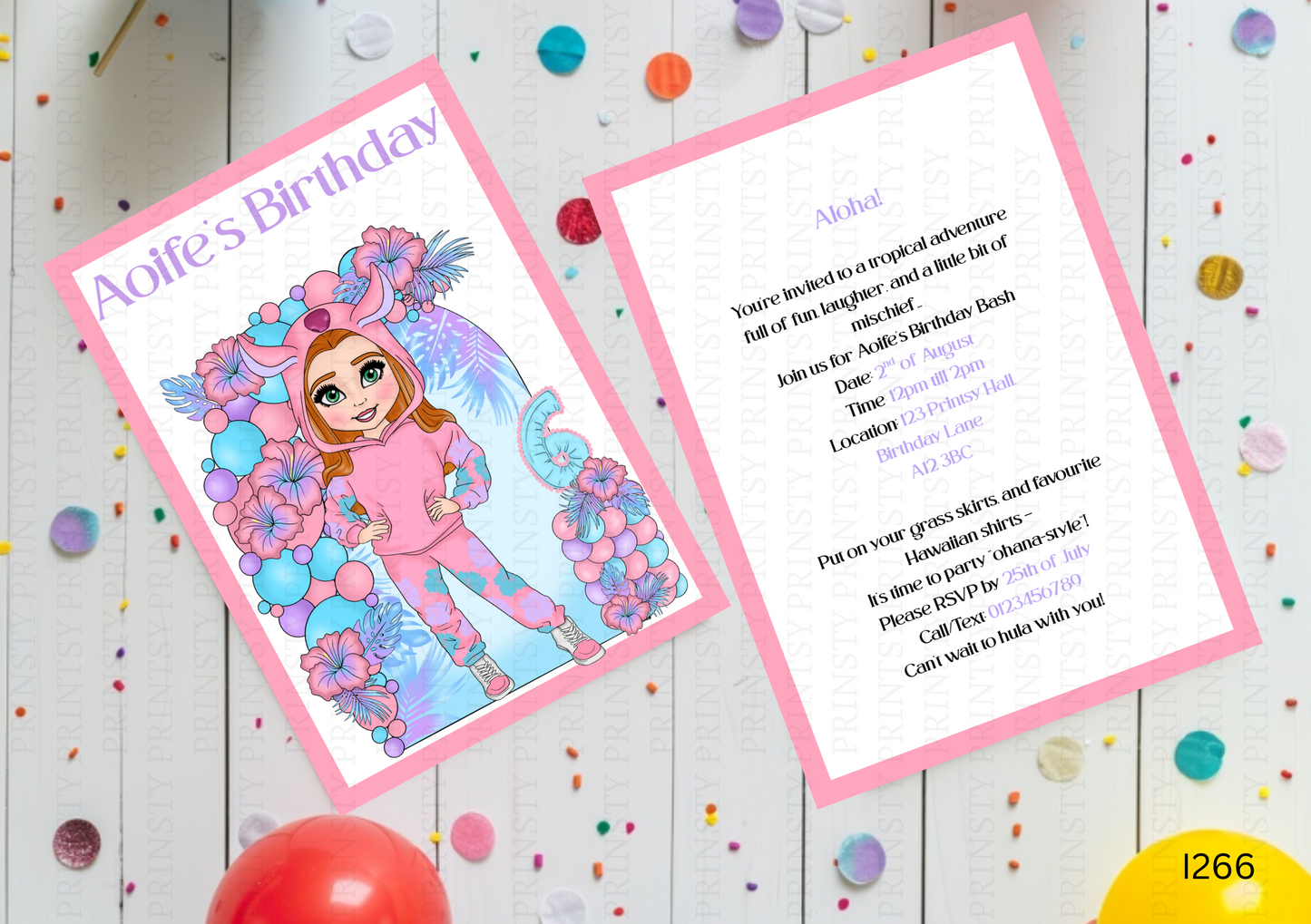 Pink Hawaiian Dolly Invite