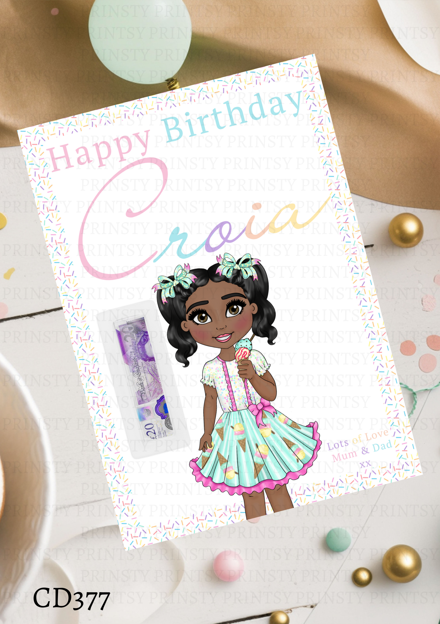 Ice Cream Dolly Money Card