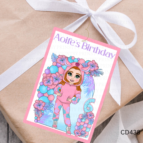 Pink Hawaiian Dolly Gift Label