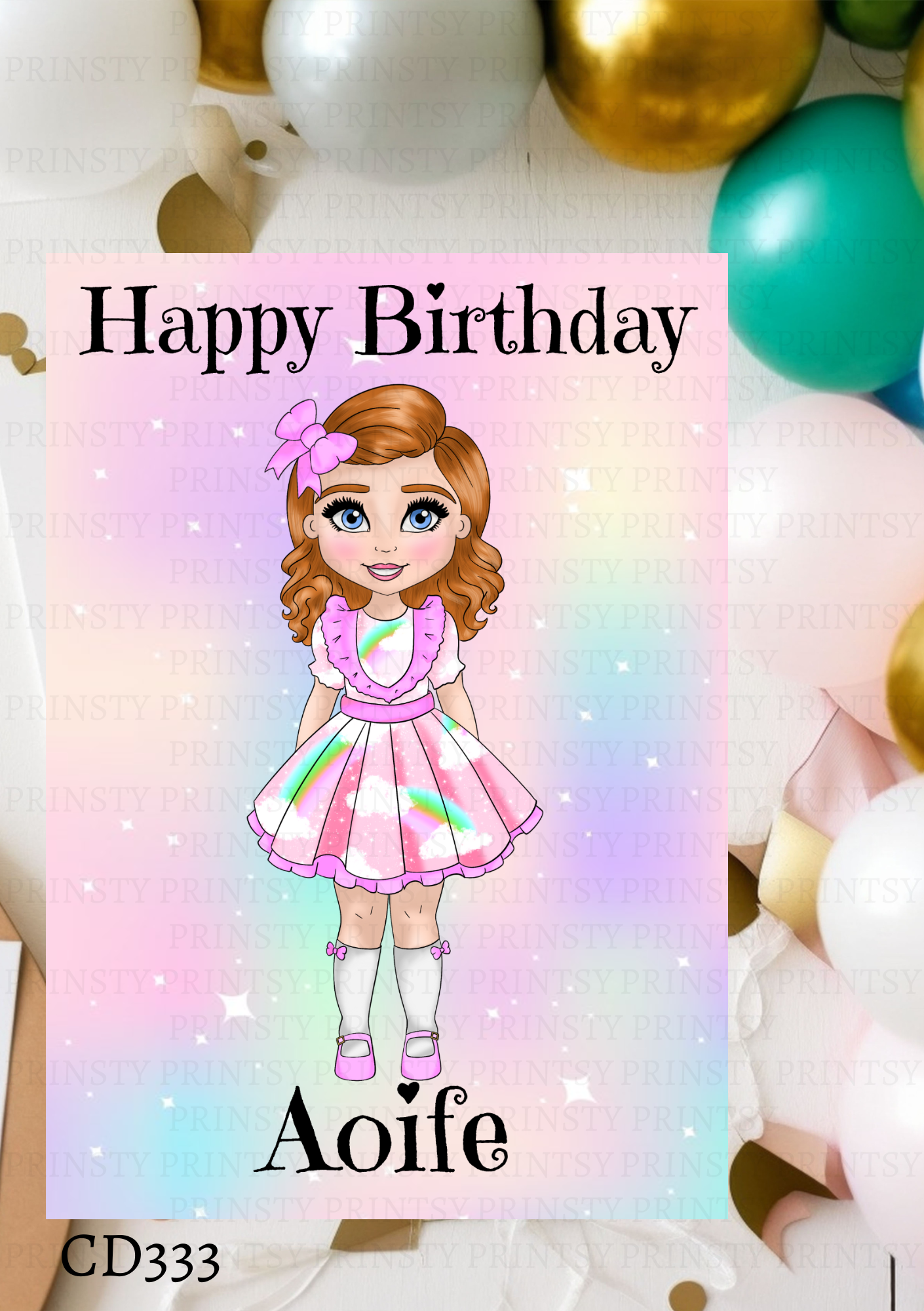 Rainbow Dolly Birthday Card