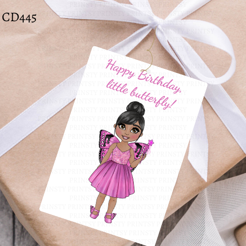 Pink Butterfly Dolly Gift Label