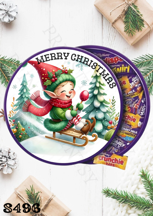 Christmas Elf Chocolate Tub Sticker