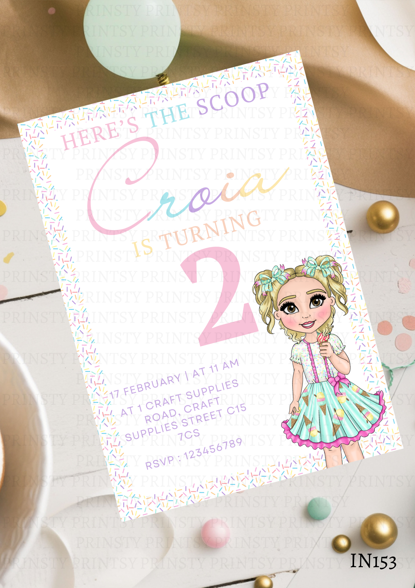 Ice Cream Dolly Invite