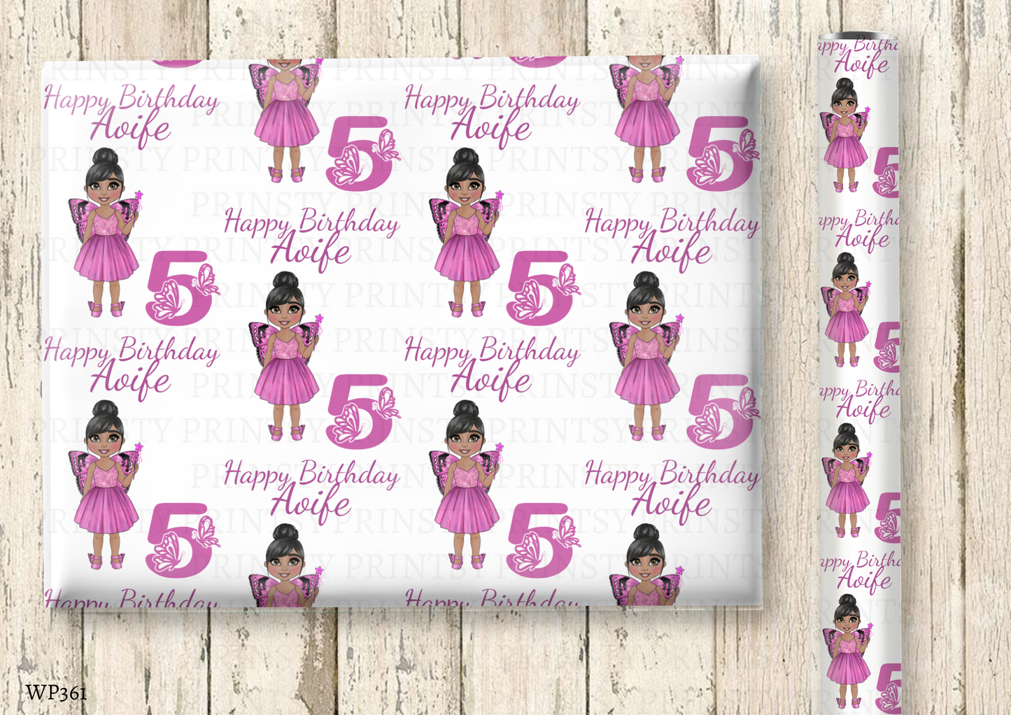 Pink Butterfly Dolly Wrapping Paper