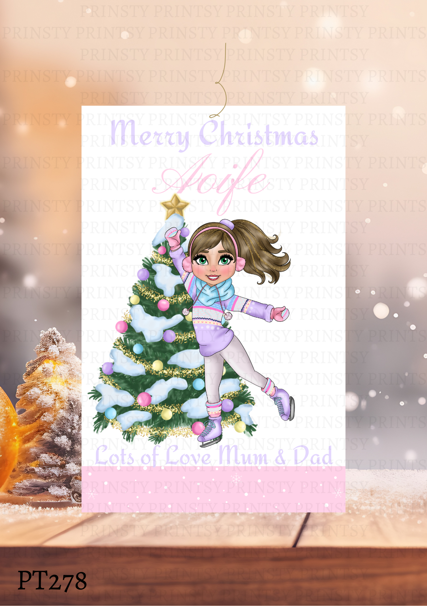 Ice Skating Dolly Gift Label