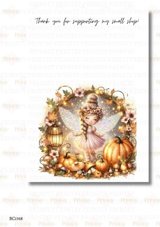 Cute Autumn Fairy Bow Card