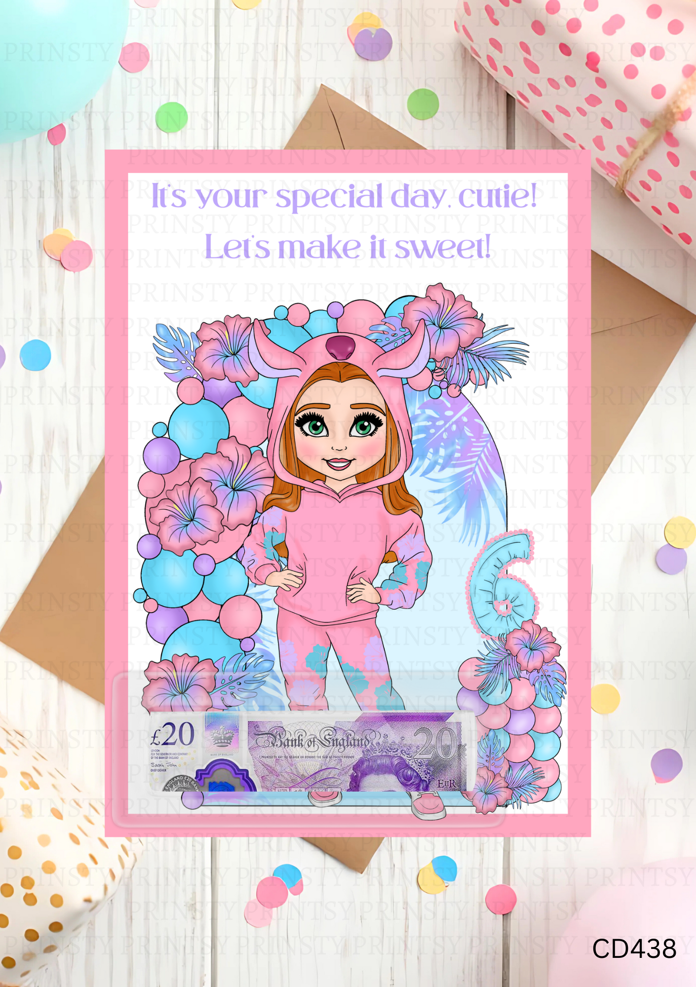 Pink Hawaiian Dolly Money Card