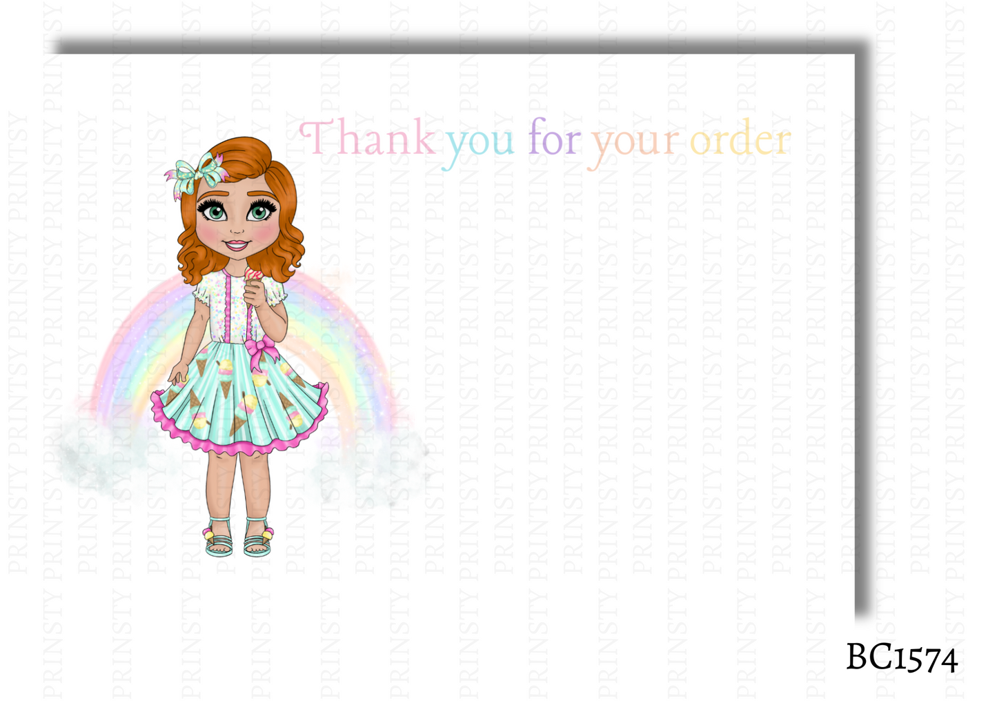 Ice Cream Dolly Bow Card
