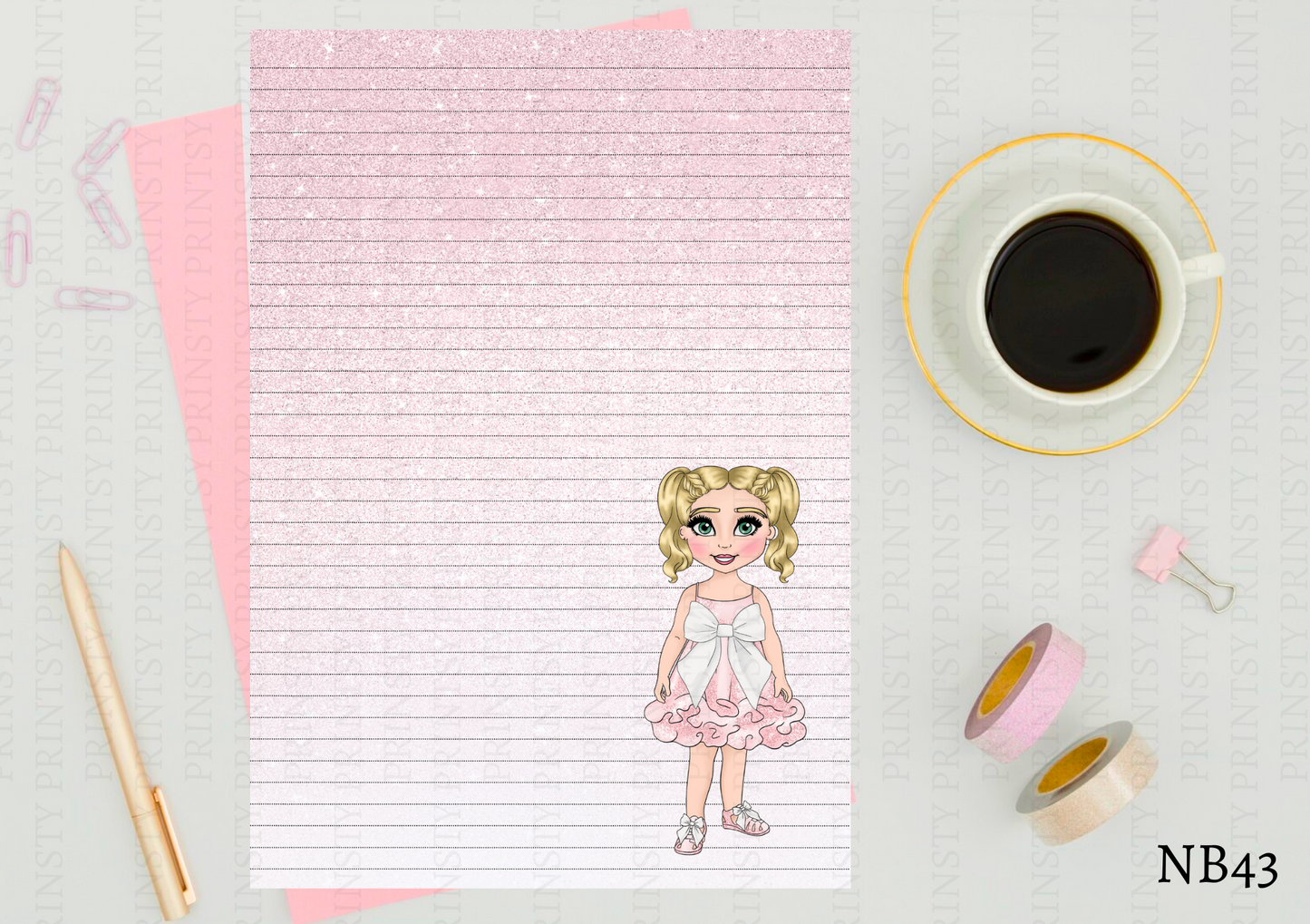 Pink & White Bow Dolly Note Book