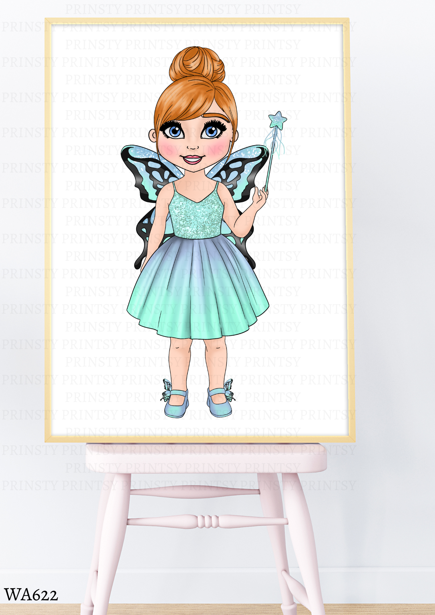 Blue Butterfly Dolly Wall Art