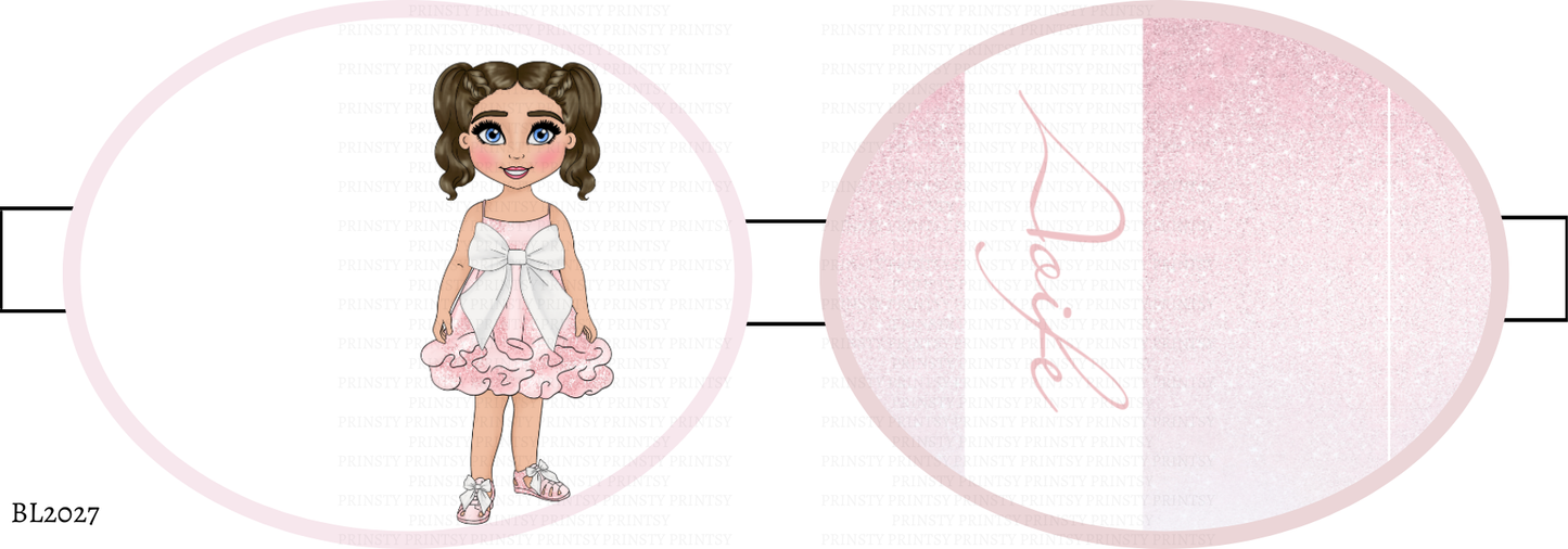 Pink & White Bow Dolly Bow Loop