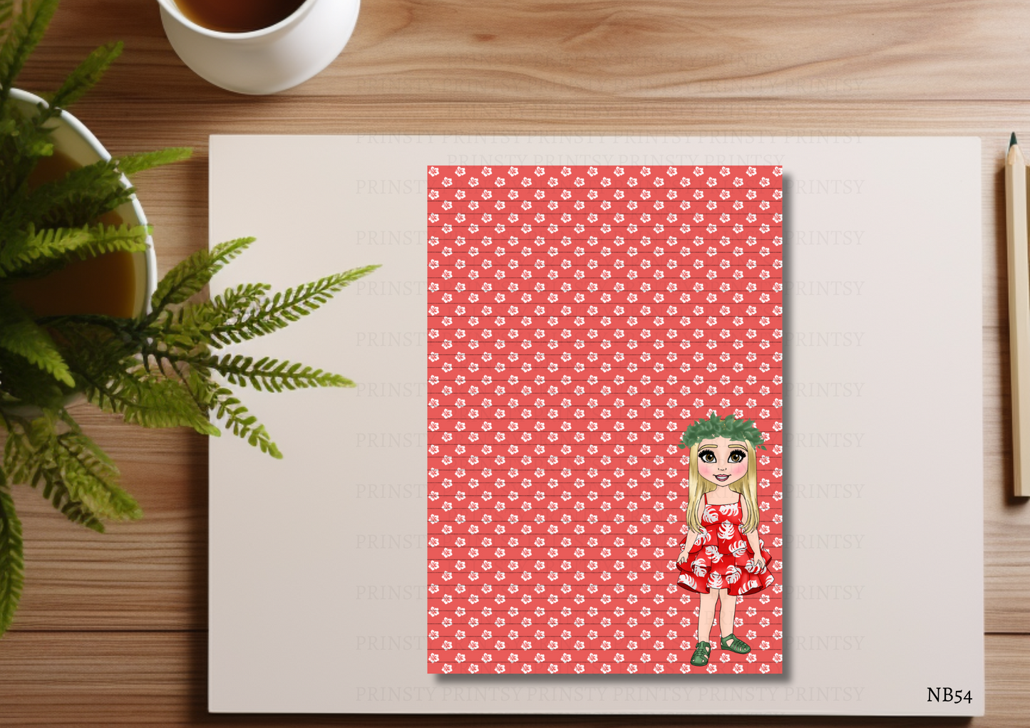 Red Hawaiian Dolly Note Book