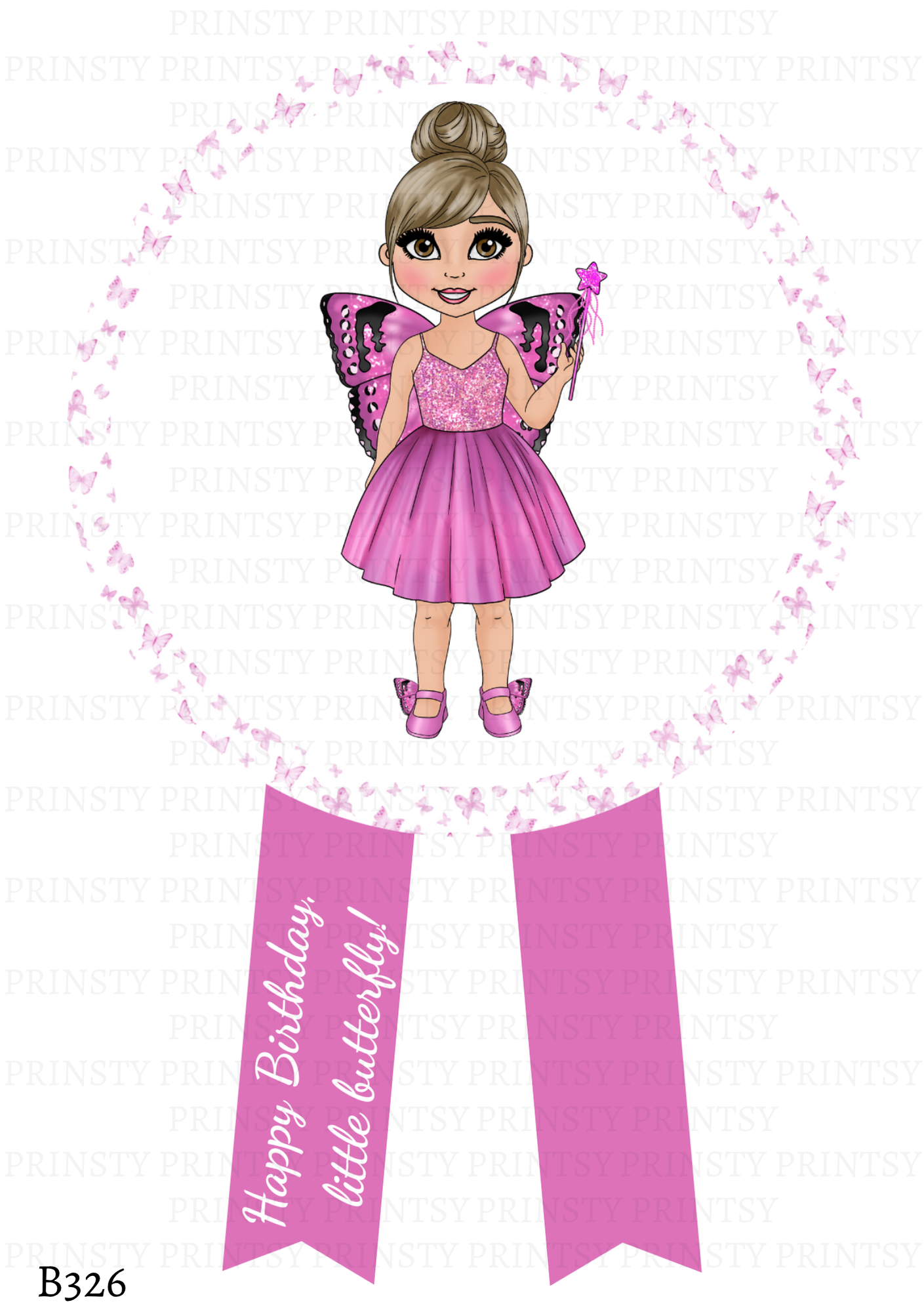 Pink Butterfly Dolly Badge