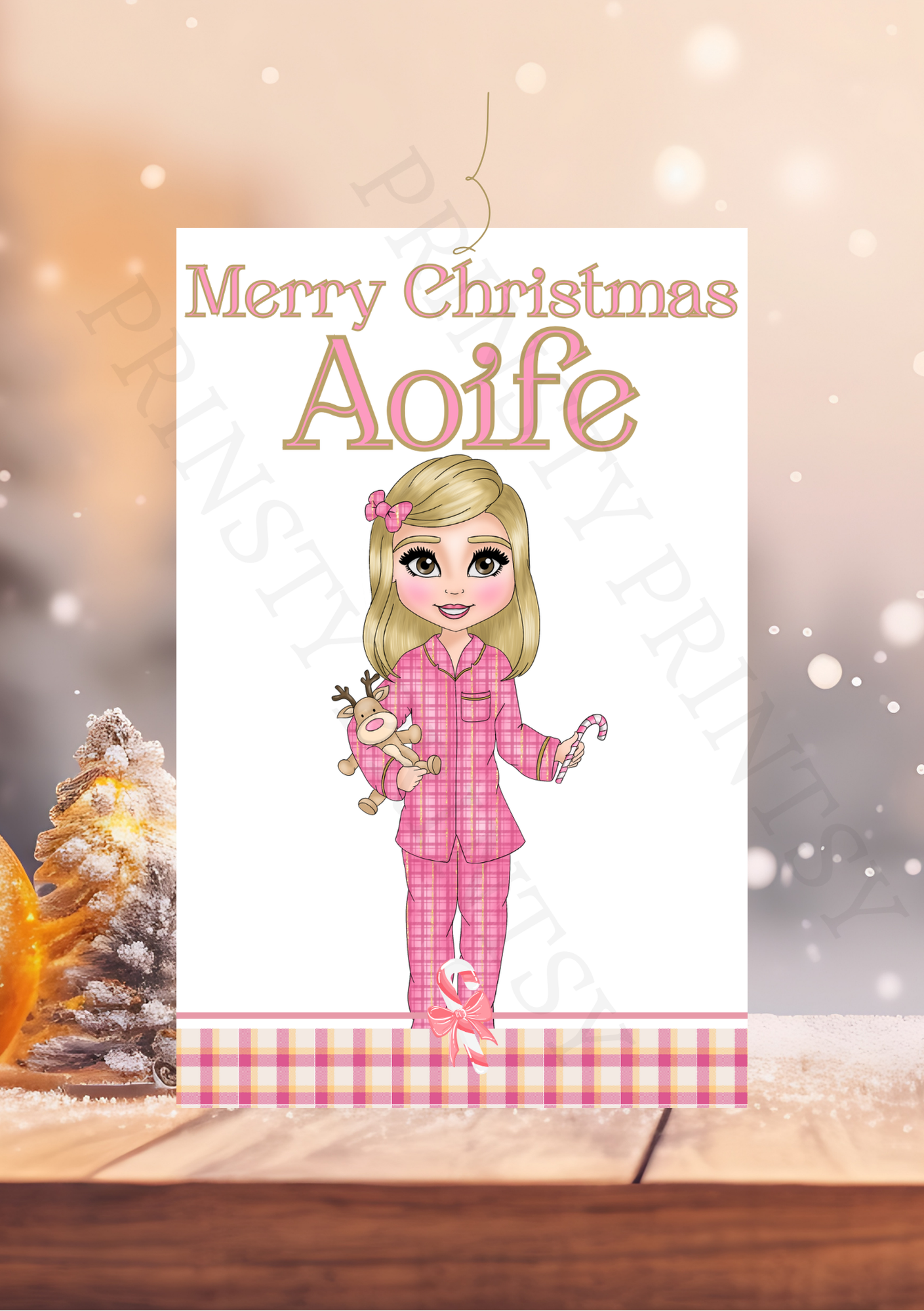 Pink Pj's Christmas Dolly Gift Label