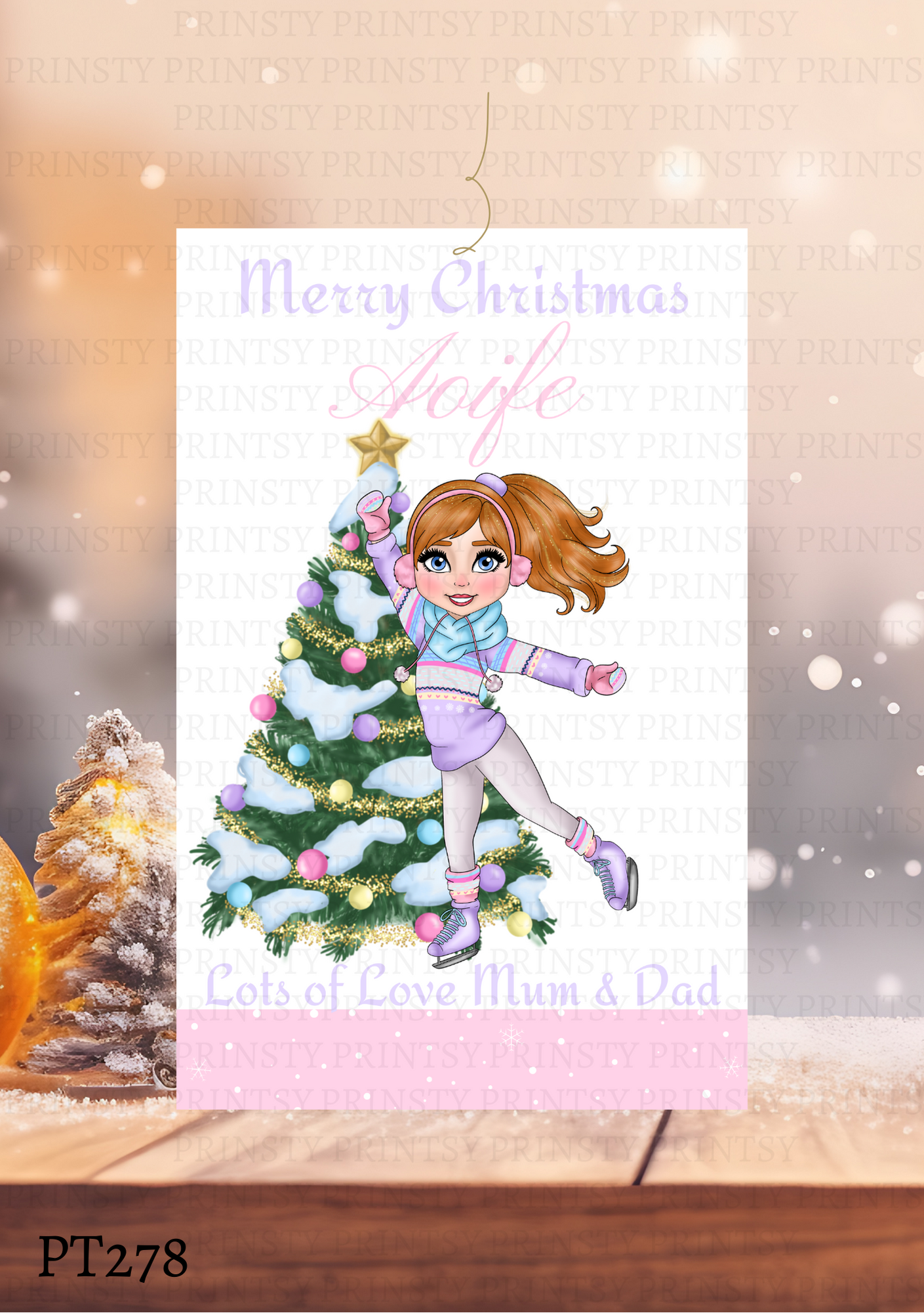 Ice Skating Dolly Gift Label