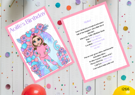Pink Hawaiian Dolly Invite