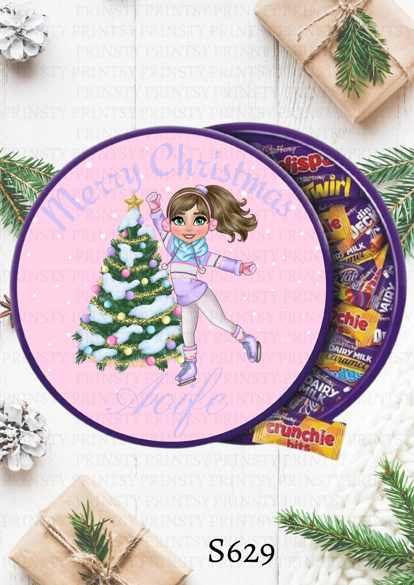 Ice Skating Dolly Chocolate Tub Sticker