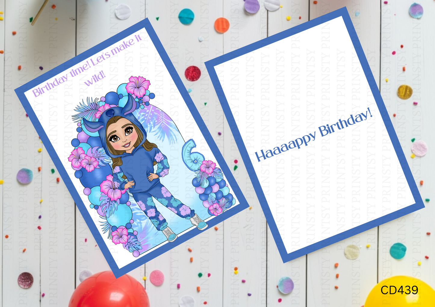 Blue Hawaiian Dolly Celebration Card