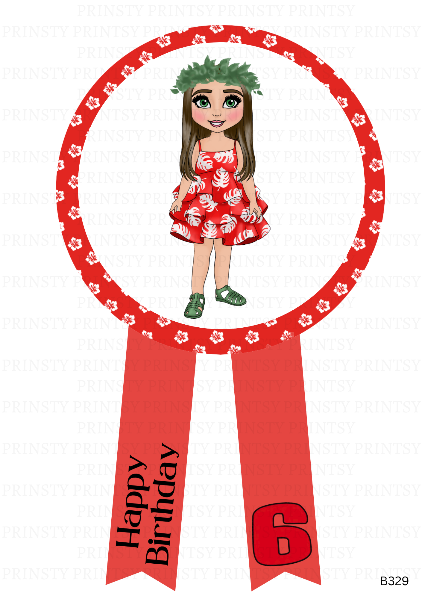 Red Hawaiian Dolly Badge