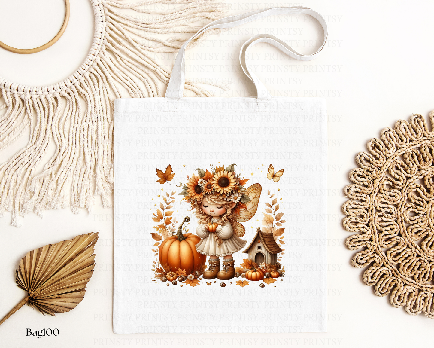 Sunflower Autumn Fairy Tote Bag