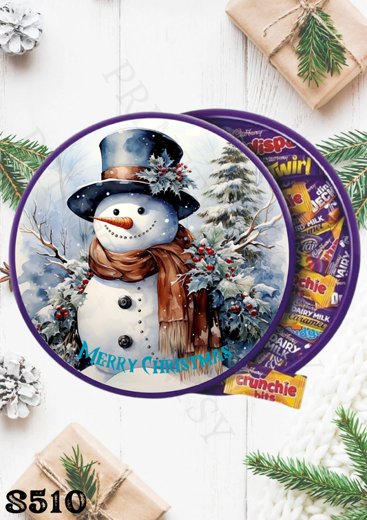Christmas Snowman Chocolate Tub Sticker
