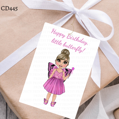 Pink Butterfly Dolly Gift Label