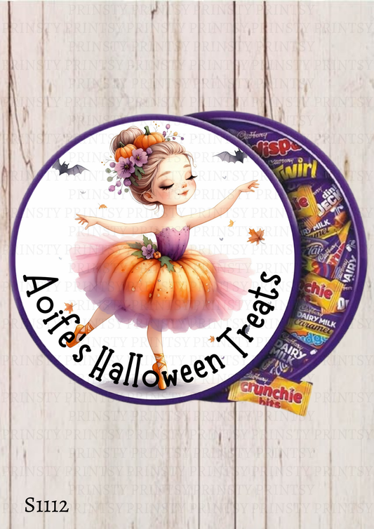 Cute Halloween Ballerina Chocolate Tub Sticker