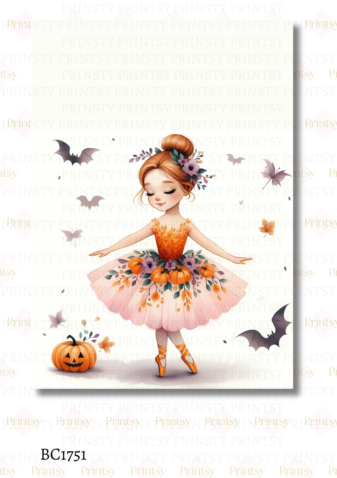 Cute Halloween Ballerina Bow Card
