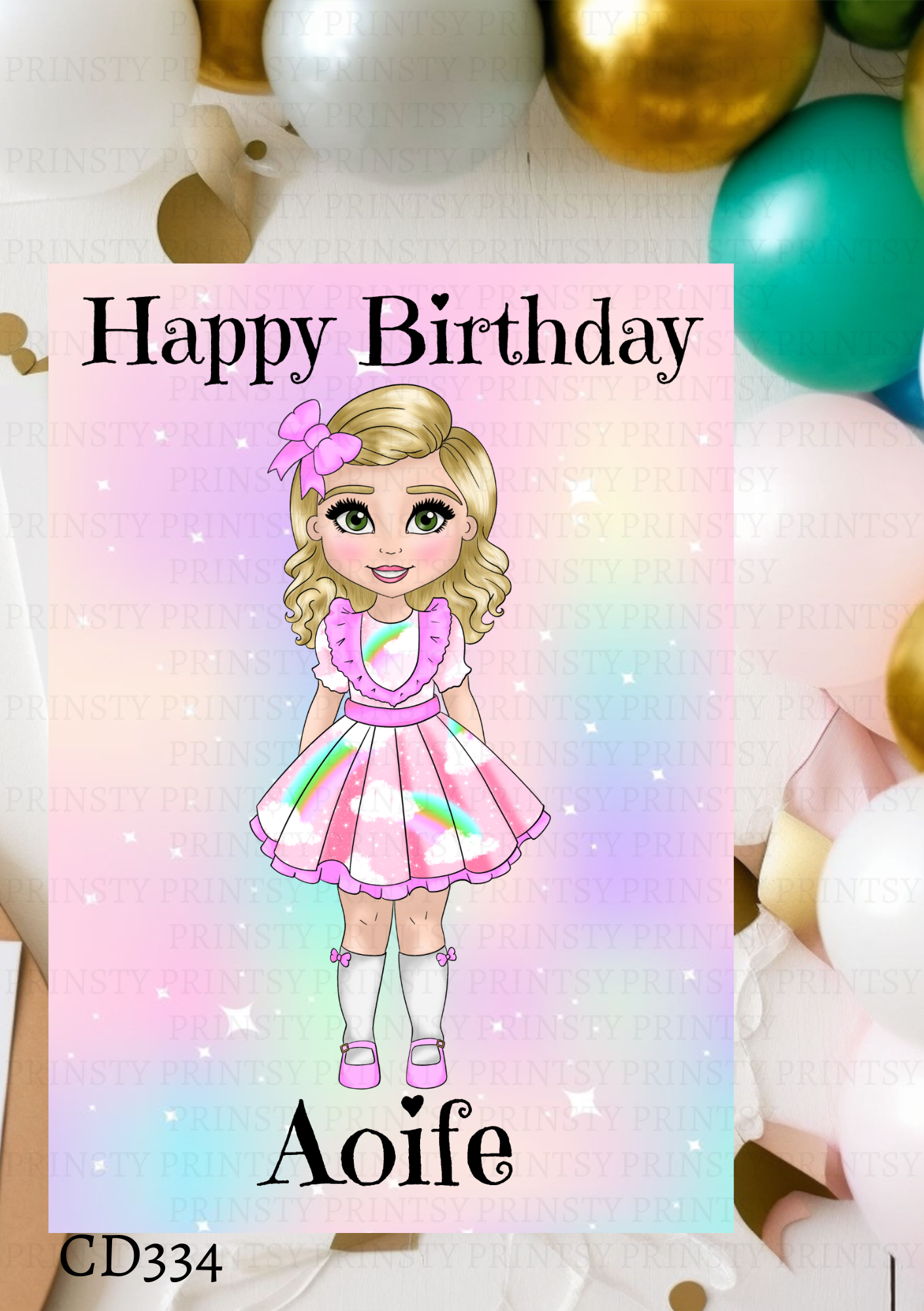Rainbow Dolly Birthday Card