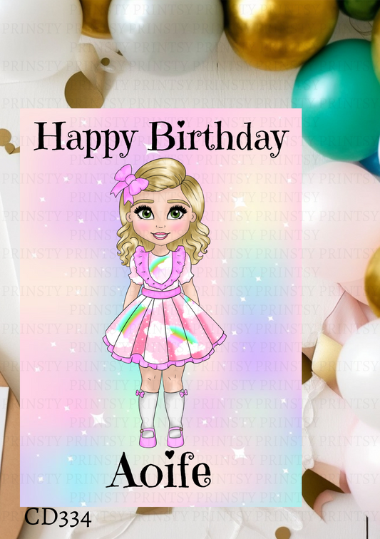 Rainbow Dolly Birthday Card