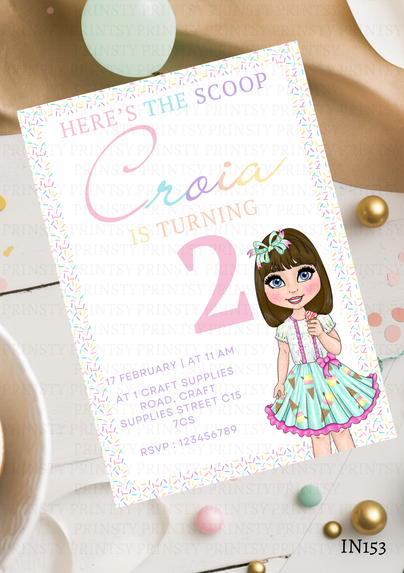 Ice Cream Dolly Invite