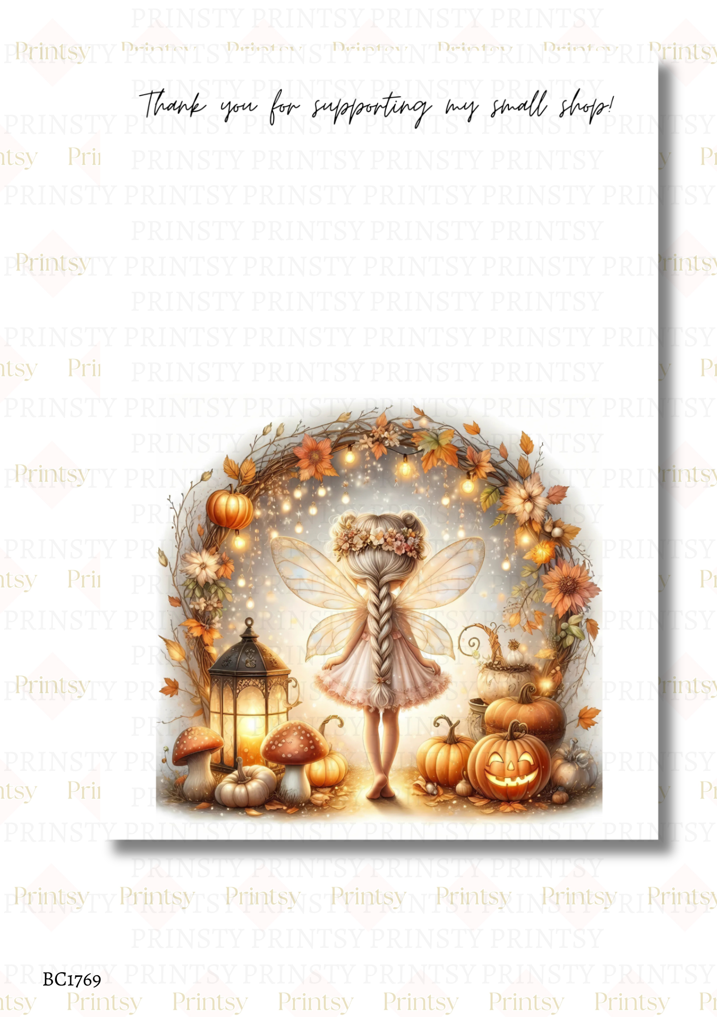 Cute Autumn Fairy Bow Card