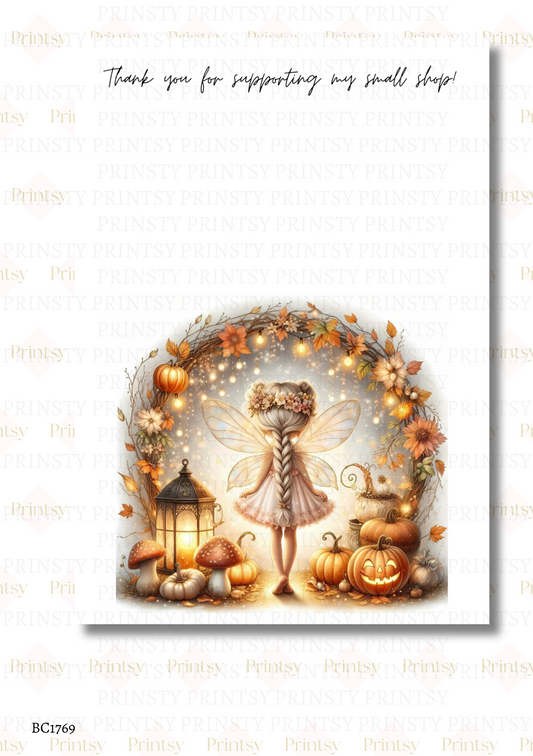 Cute Autumn Fairy Bow Card