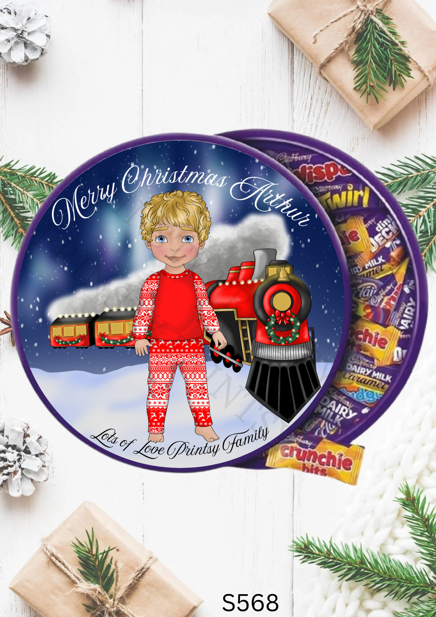 Christmas Dolly Family Chocolate Tub Sticker