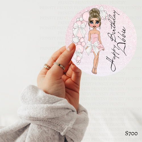 Pink & White Bow Dolly Sticker Sheet