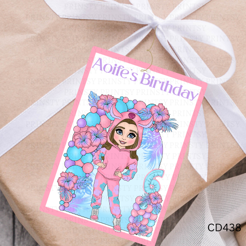 Pink Hawaiian Dolly Gift Label