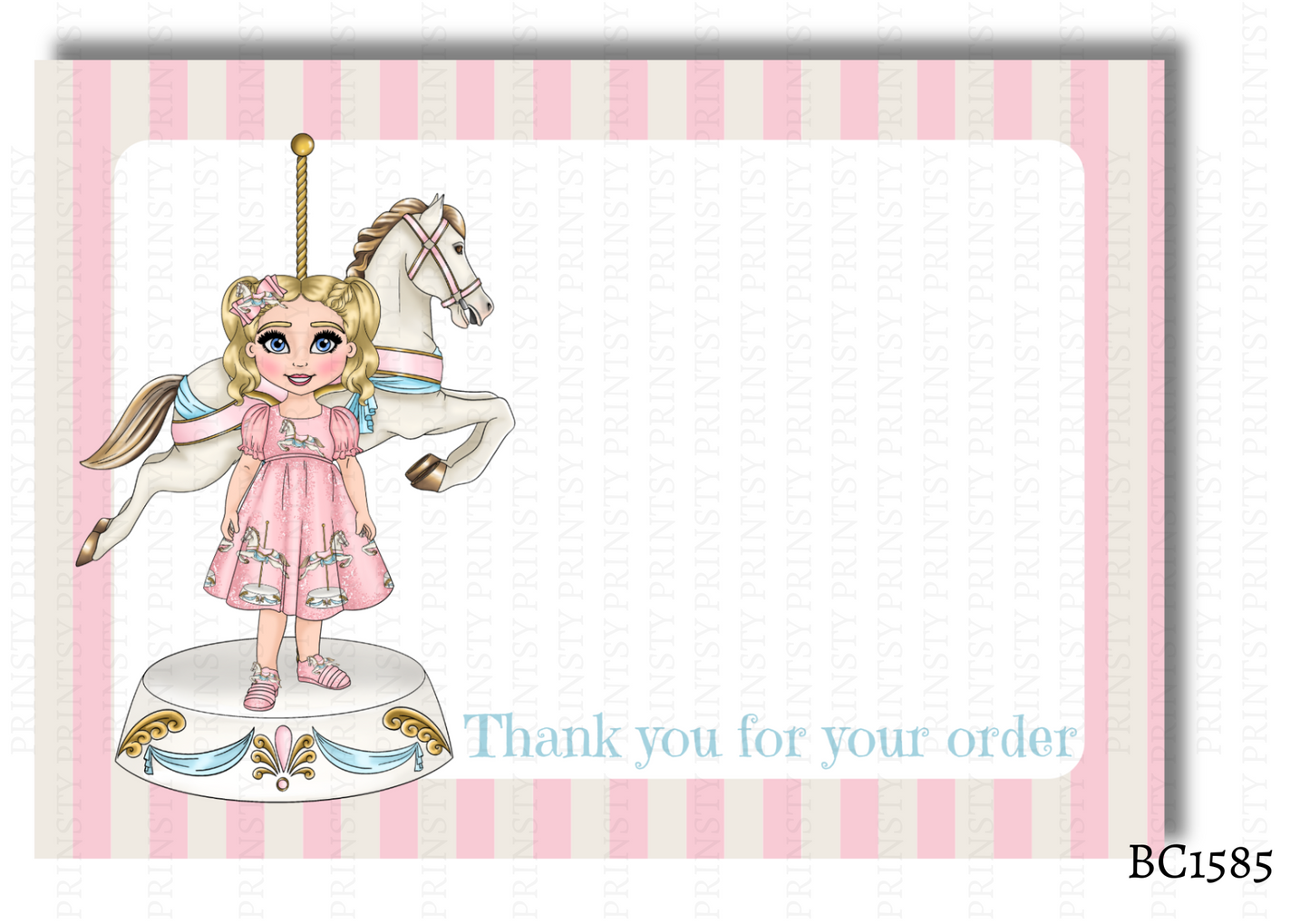 Carousel Dolly Bow Card