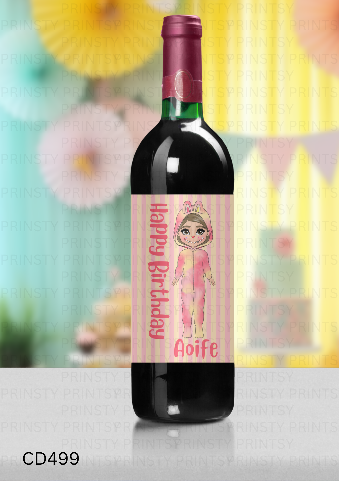 Mini Magic Monster Dolly Wine Bottle Sticker