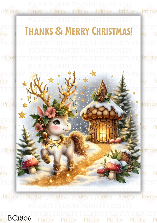 Christmas Unicorn Bow Card